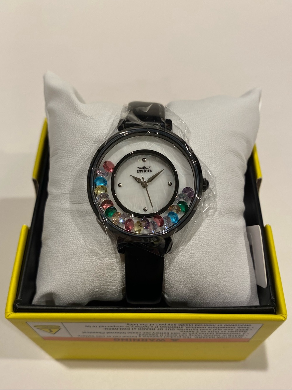 NEW Invicta Celestial Lady Crystal Black Leather Strap 33mm Watch Whimsical - Picture 3 of 8